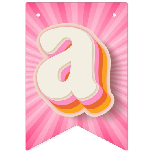 Retro Daisy Pink Sunburst Happy 1st Verjaardag Ban Vlaggetjes (Tweede vlag)