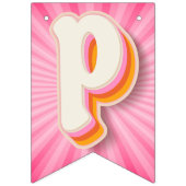 Retro Daisy Pink Sunburst Happy 1st Verjaardag Ban Vlaggetjes (Derde vlag)