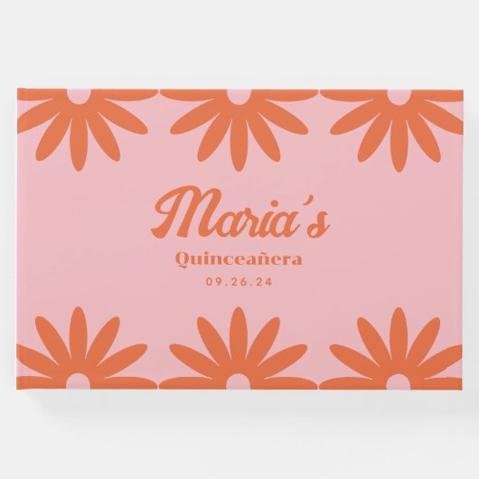 Retro Daisy Quinceanera Gastenboek (Voorkant)