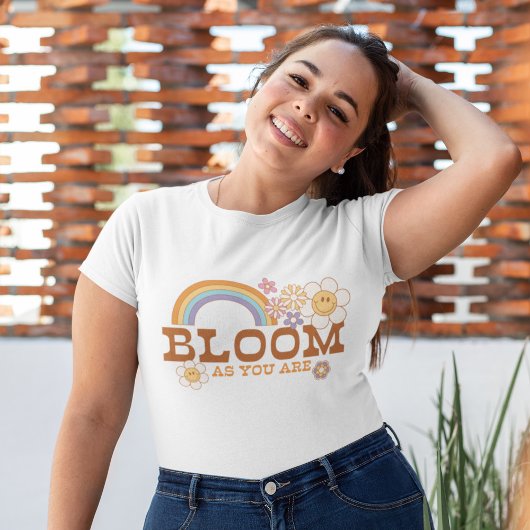 Retro Daisy quote Bloom zoals u bent T-shirt