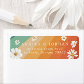 Retro Daisy Rainbow-adreslabel Etiket (Insitu)