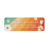 Retro Daisy Rainbow-adreslabel Etiket (Voorkant)