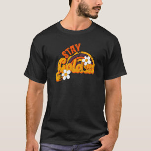 Retro Daisy Rainbow Blijf Golden Summer Pos T-shirt