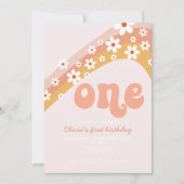 Retro daisy regenboog eerste verjaardag kaart (Voorkant)