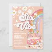 Retro Daisy Regenboog Verjaardagsuitnodiging Kaart (Voorkant)