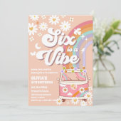 Retro Daisy Regenboog Verjaardagsuitnodiging Kaart (Staand voorkant)