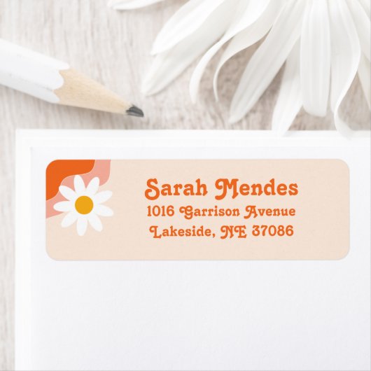 Retro Daisy Return Address Label (Insitu)