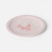 Retro Daisy Roze boho Baby Borrel Papieren Bordje (Gekanteld)