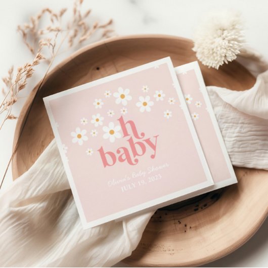 Retro Daisy Roze boho Baby Borrel Servet