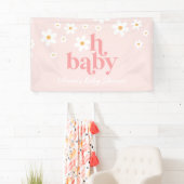 Retro Daisy Roze boho Baby Shower Spandoek (Insitu)