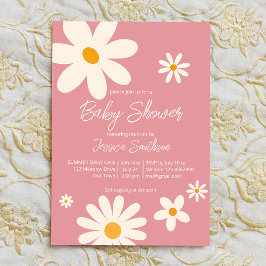 Retro daisy roze boho desert baby shower kaart
