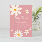 Retro daisy roze boho desert baby shower kaart (Staand voorkant)