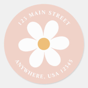 Retro daisy roze boho return address label