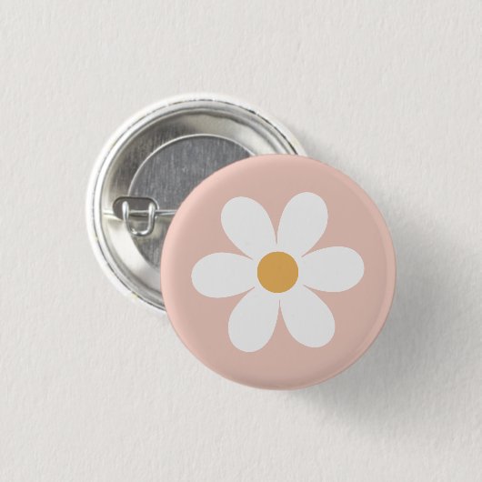 Retro daisy roze boho ronde button 3,2 cm (Voorkant /achterkant)