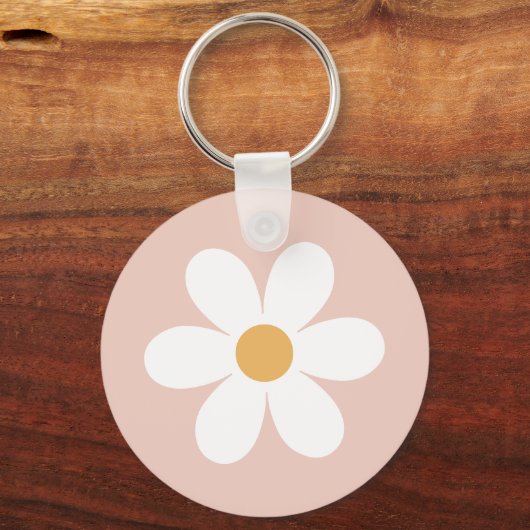 Retro daisy roze boho sleutelhanger (Voorkant)