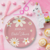 Retro daisy roze boho woestijn roze vrijgezellenfe papieren bordje (Feest)