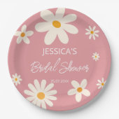 Retro daisy roze boho woestijn roze vrijgezellenfe papieren bordje (Voorkant)