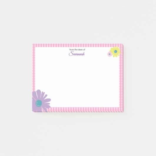 Retro Daisy roze geïllustreerd Post-it® Notes (Voorkant)