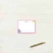 Retro Daisy roze geïllustreerd Post-it® Notes (Op bureau)