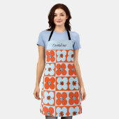 Retro Daisy Sinaasappel Boho Patroon Aangepast Schort (Gedragen)