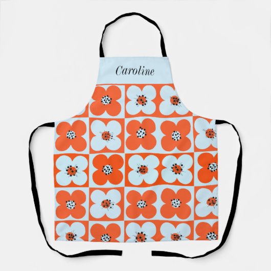 Retro Daisy Sinaasappel Boho Patroon Aangepast Schort (Voorkant)