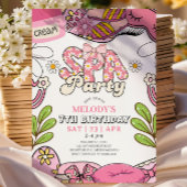 Retro Daisy Spa Party Birthday Invitation Kaart