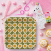 Retro Daisy Spring floral Papieren Bordje (Feest)