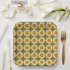 Retro Daisy Spring floral Papieren Bordje