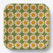 Retro Daisy Spring floral Papieren Bordje (Voorkant)