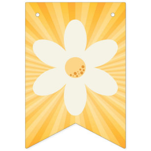 Retro Daisy Sunburst Gele Bunting Vlaggen   groovy Vlaggetjes