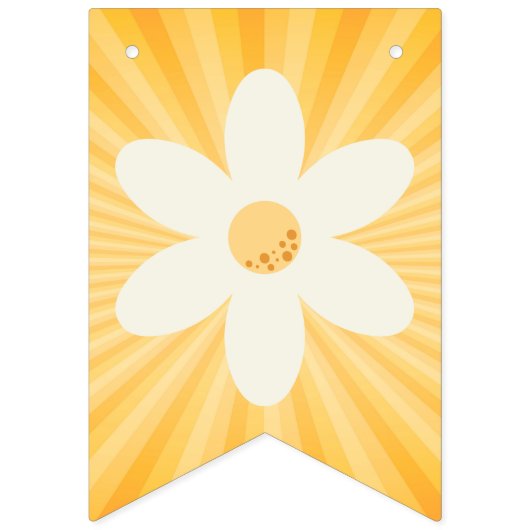 Retro Daisy Sunburst Gele Bunting Vlaggen | groovy Vlaggetjes (Eerste vlag)