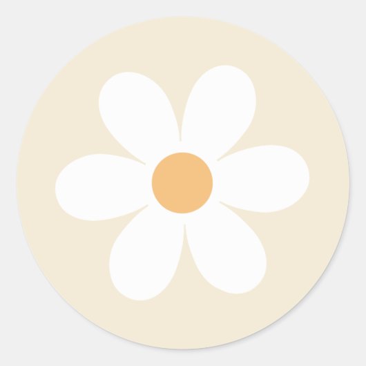 Retro daisy tan boho classic round sticker (Voorkant)