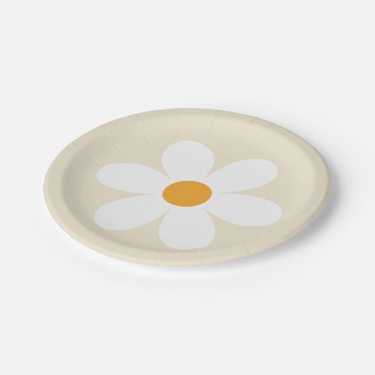 Retro daisy tan boho papieren bordje (Gekanteld)