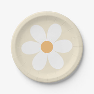 Retro daisy tan boho papieren bordje