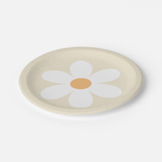 Retro daisy tan boho papieren bordje (Gekanteld)