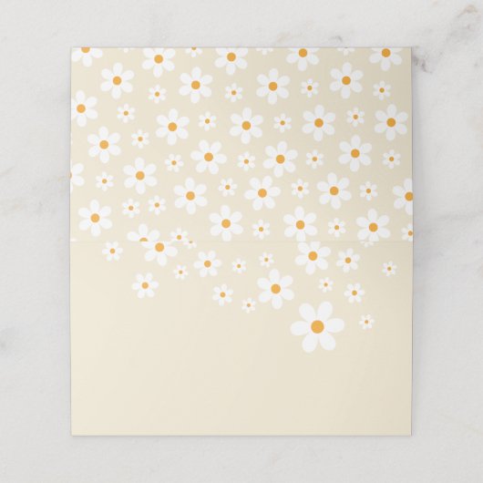 Retro Daisy Tan Plaatskaartje (Buitenkant ongevouwen)