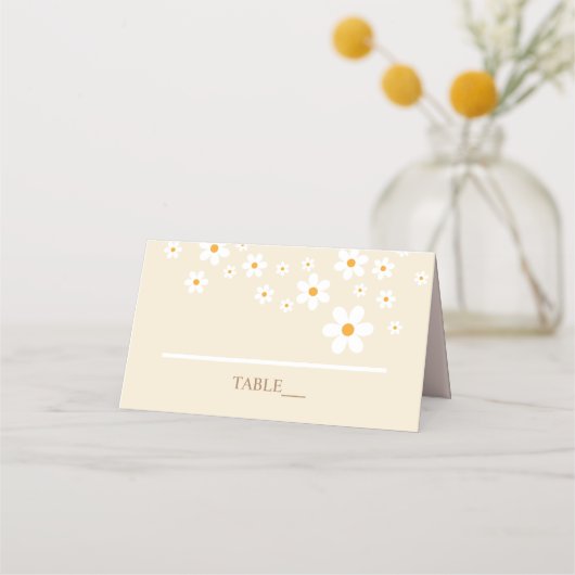 Retro Daisy Tan Plaatskaartje (Voorkant)