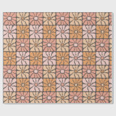 Retro Daisy Tegels Cadeaupapier (Vlak)