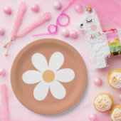 Retro Daisy terracotta Papieren Bordje (Feest)