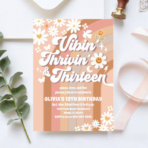 Retro Daisy Tiener Verjaardagsuitnodiging Kaart