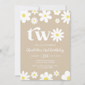 Retro Daisy Twee Bloemen 2e Verjaardag Kaart (Voorkant)