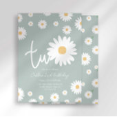 Retro Daisy Twee Groovy Tweede Verjaardag Kaart