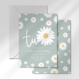 Retro Daisy Twee Groovy Tweede Verjaardag Kaart