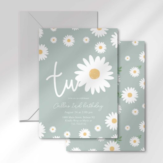 Retro Daisy Twee Groovy Tweede Verjaardag Kaart