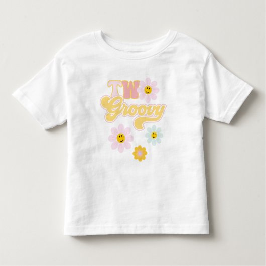 Retro Daisy Two Groovy 2e verjaardag T-Shirt (Voorkant)
