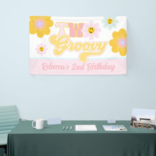 Retro Daisy Two Groovy Birthday Banner (Beurs)