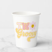 Retro Daisy Two Groovy Paper Cups Papieren Bekers (Achterkant)