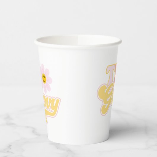 Retro Daisy Two Groovy Paper Cups Papieren Bekers (Links)