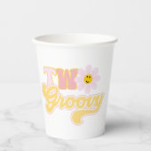 Retro Daisy Two Groovy Paper Cups Papieren Bekers (Voorkant)
