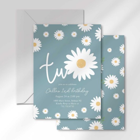 Retro Daisy Two Groovy Tweede Verjaardag Kaart